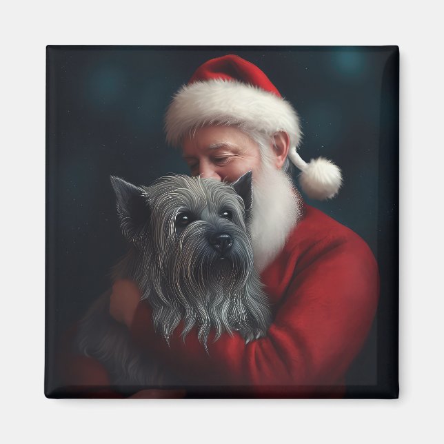 Íman Skye Terrier com Papai Noel Natal Festivo (Frente)