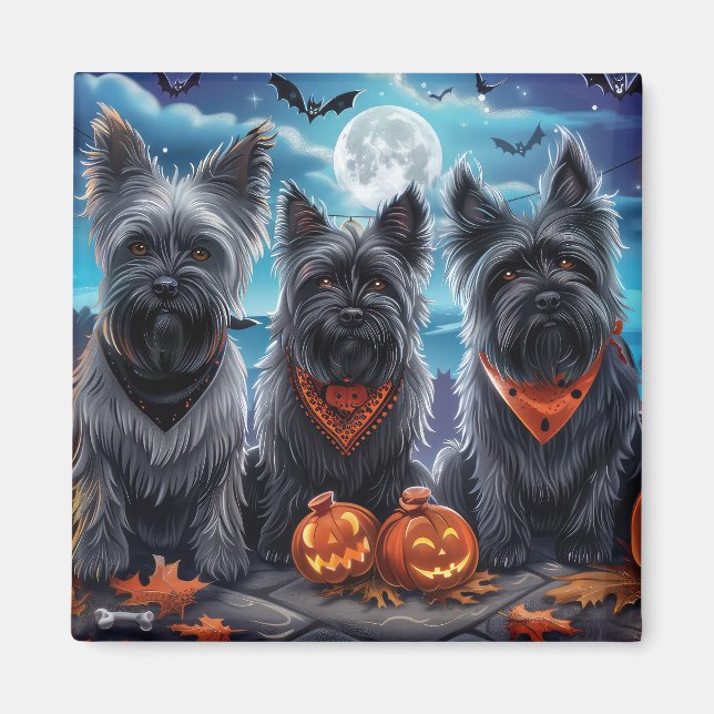 Íman Skye Terrier Halloween Assustador  (Frente)