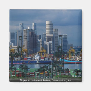 Íman Skyline com porto do recipiente de Tanjong, pecado