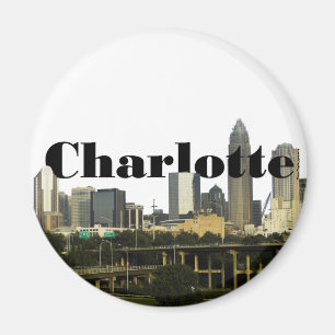 Íman Skyline de Charlotte NC com o Charlotte no céu