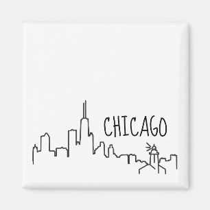 Íman Skyline de Chicago com o ímã pequeno do farol -