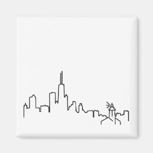 Íman Skyline de Chicago com o ímã pequeno do farol -
