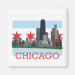 Íman Skyline de Chicago e bandeira da cidade