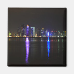 Íman Skyline de Doha, Qatar em imã noturno