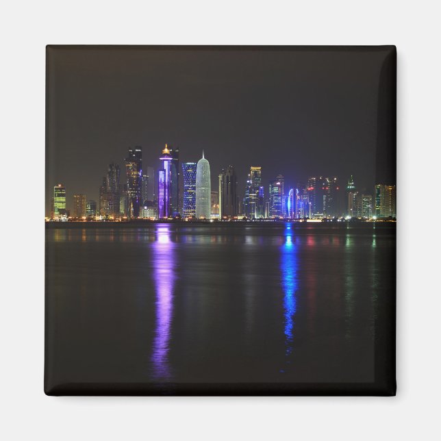 Íman Skyline de Doha, Qatar em imã noturno (Frente)