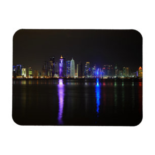 Íman Skyline de Doha, Qatar no ímã retangular noturno