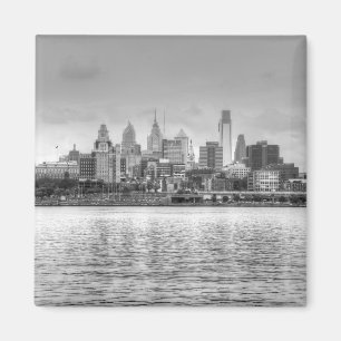 Íman Skyline de Philadelphfia em preto e branco