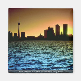 Íman Skyline de Toronto no por do sol, tomado da praia