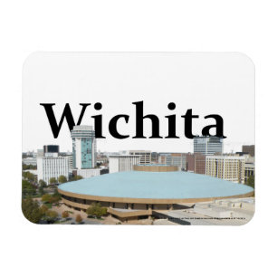 Íman Skyline de Wichita Kansas com o Wichita no céu