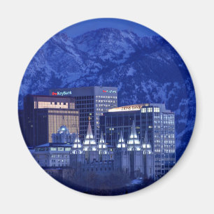 Íman Skyline do centro do inverno de Salt Lake City