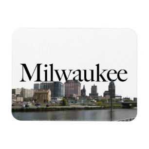 Íman Skyline dos WI de Milwaukee com o Milwaukee no cé