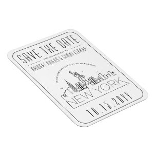 Íman Skyline Estilizado em New York Salve a Data