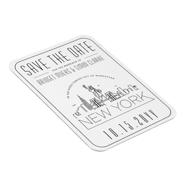 Íman Skyline Estilizado em New York Salve a Data (Lado Direito)