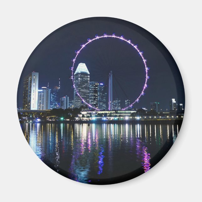 Íman Skyline noturno de Singapura (Frente)