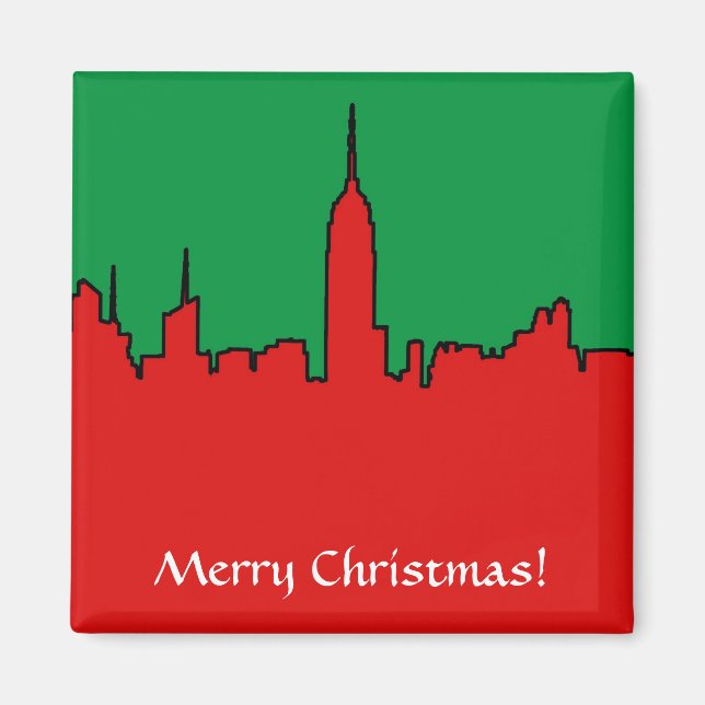 Íman Skyline NYC: Silhueta de Natal ESB (Frente)