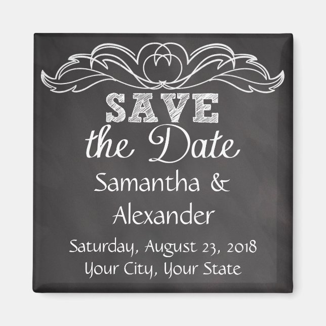 Íman Slate Chalkboard Wedding Salvar Data (Frente)