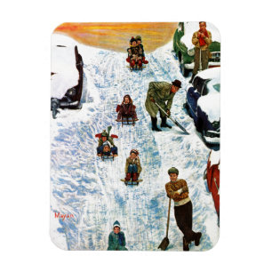 Íman Sledding e escavar para fora