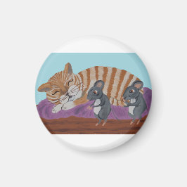 Íman Sleeping Cat with Sneaky Mice 