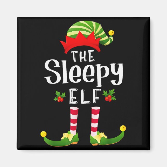 Íman Sleepy Christmas Elf Matching Pajama X-mas Party  (Frente)