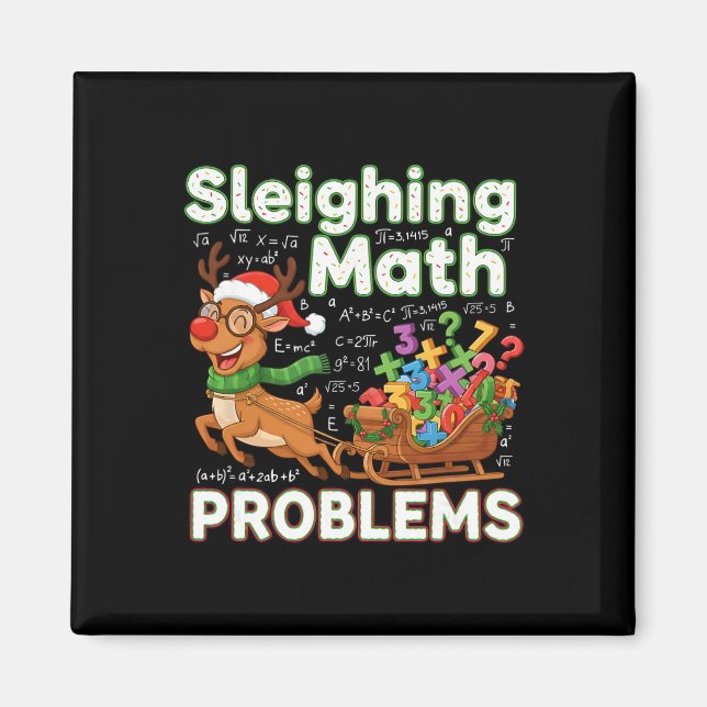 Íman Sleighing Math Problems Christmas Funny Math Teach (Frente)