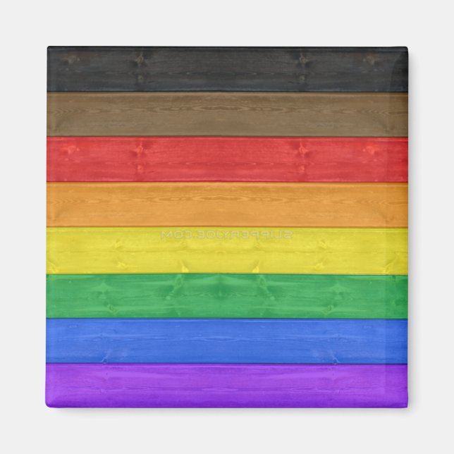 Íman SlipperyJoe's Inclusive orgulho gay flag texturizo (Frente)