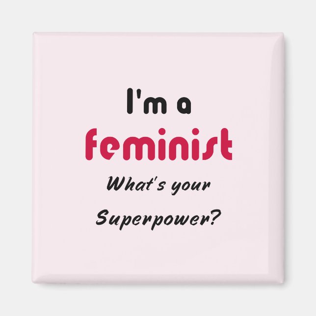 Íman Slogan de superpotência feminista rosa (Frente)