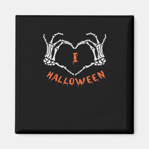 Íman Slogan Halloween. Gesto Cardíaco Feito De Esquelet