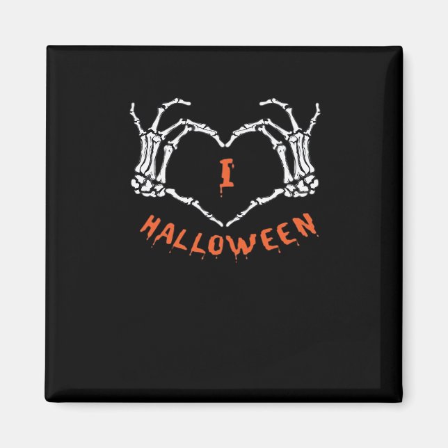 Íman Slogan Halloween. Gesto Cardíaco Feito De Esquelet (Frente)
