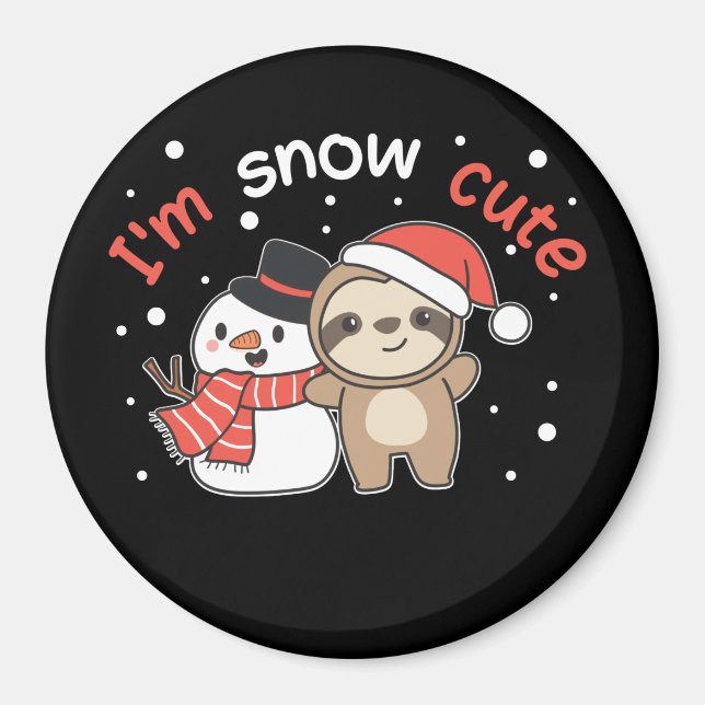 Íman Sloth, eu sou Snow Cute Snowman Snow Pun Magnet (Frente)