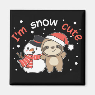 Íman Sloth, eu sou Snow Cute Snowman Snow Pun Magnet