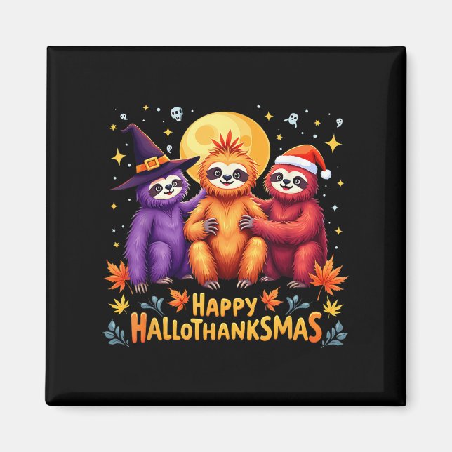 Íman Sloth Happy Hallothanksmas Dia das Bruxas (Frente)