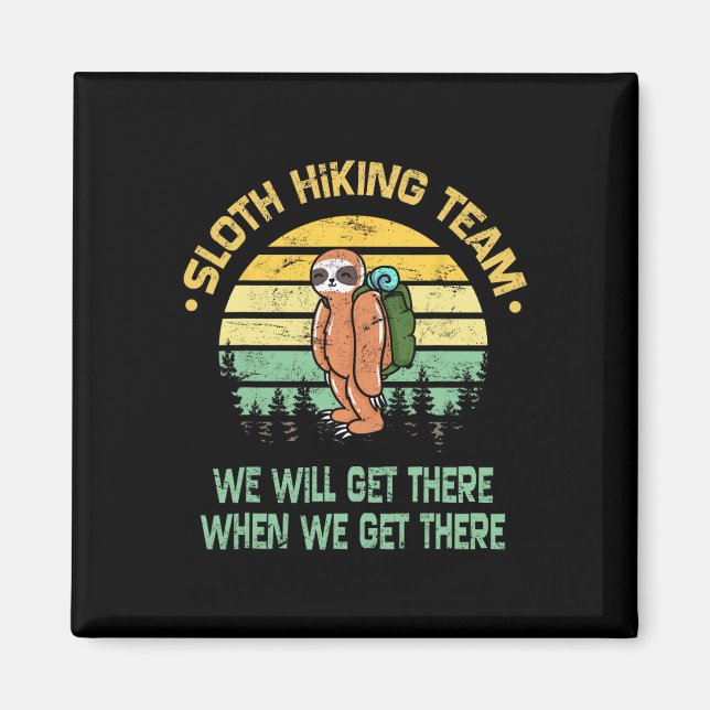 Íman Sloth Hiking Team Hiker Camper Funny Retro  (Frente)