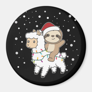 Íman Sloth Lama Natal Neve Inverno Magnet