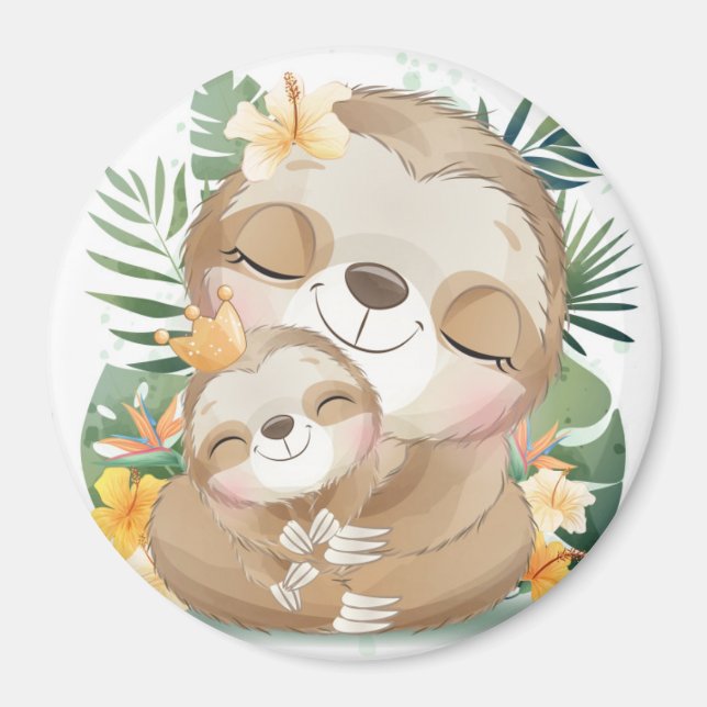Íman Sloth Mãe com Bebê (Frente)