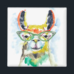 Íman Smarty Pants Llama<br><div class="desc">Smarty-Pants Llama por Jennifer Goldberger. Possui uma lama fabulosa em estilo aquarela vestindo óculos divertidos.</div>