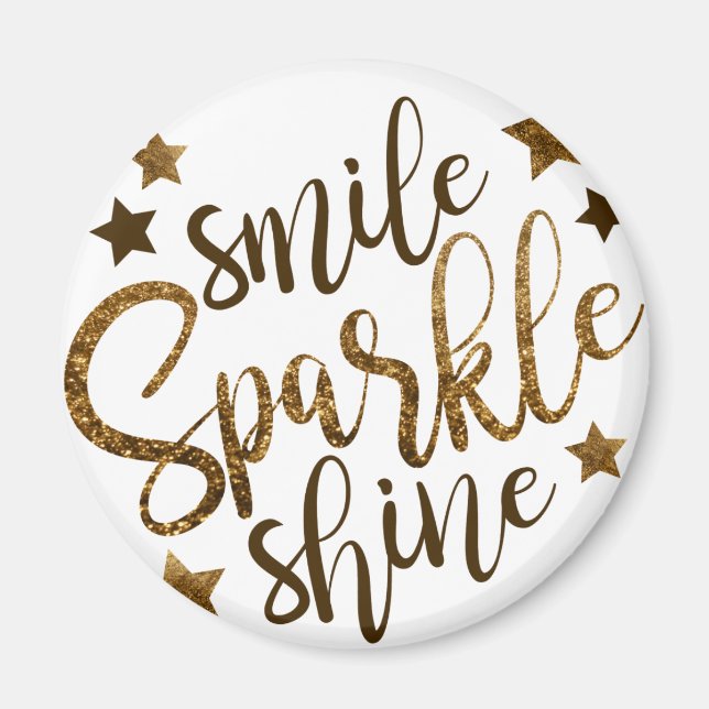 ÍMAN SMILE SPARKLE SHINE, OURO GLITTER STAR (Frente)