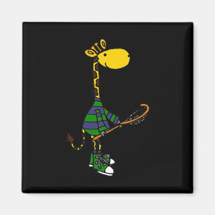 Íman Smileteessportsa Funny Giraffe Jogando Lacrosse Sp