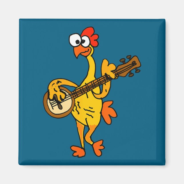 Íman Smileteestank Funny Rubber Chicken Playing Banjo C (Frente)