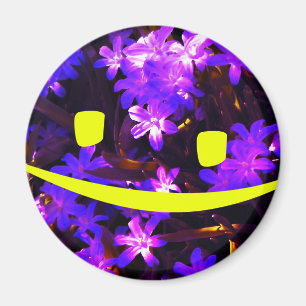Íman Smiley face Amarelo sobre a Magnet das Flores Azui