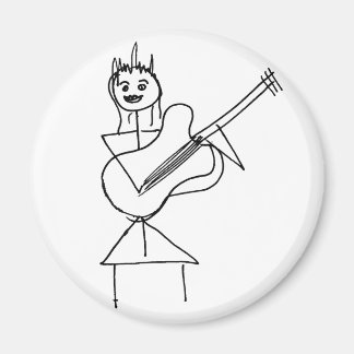 Íman Smiling Stick Figure Girl hold bass / guitarra