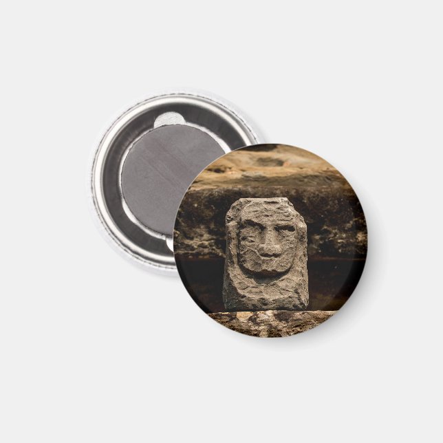 Íman Smiling Stone Totem Cambodia Circle Magnet (Front/Back)