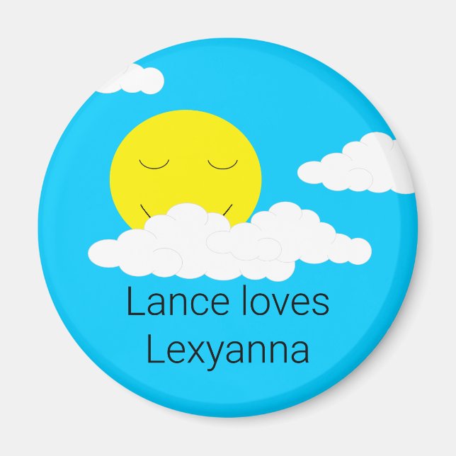 Íman Smiling Sun with Puffy Clouds: (Frente)