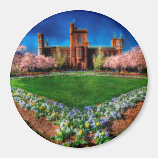 Íman Smithsonian Castle Cherry Blossoms (Frente)