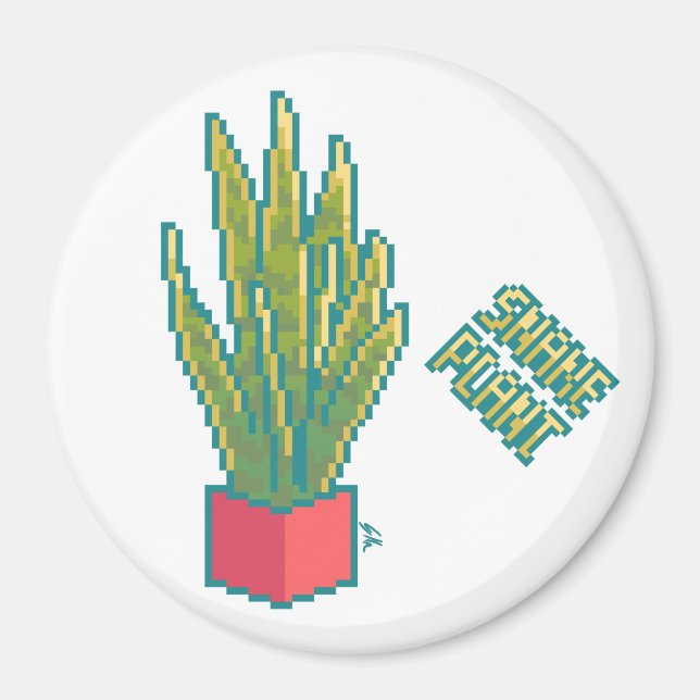 Íman Snake plant Pixelart, Pixel Art (Frente)