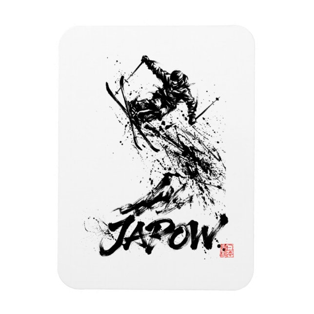 Íman Snowboard Brush Art - Skier jump (Vertical)