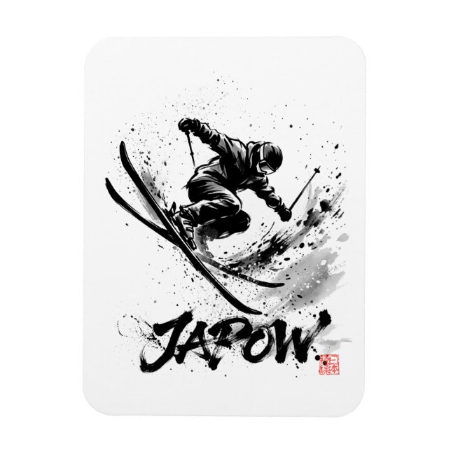Íman Snowboard Brush Art - Skier Slush Powder (Vertical)