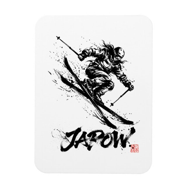 Íman Snowboard Brush Art - Skier Women (Vertical)