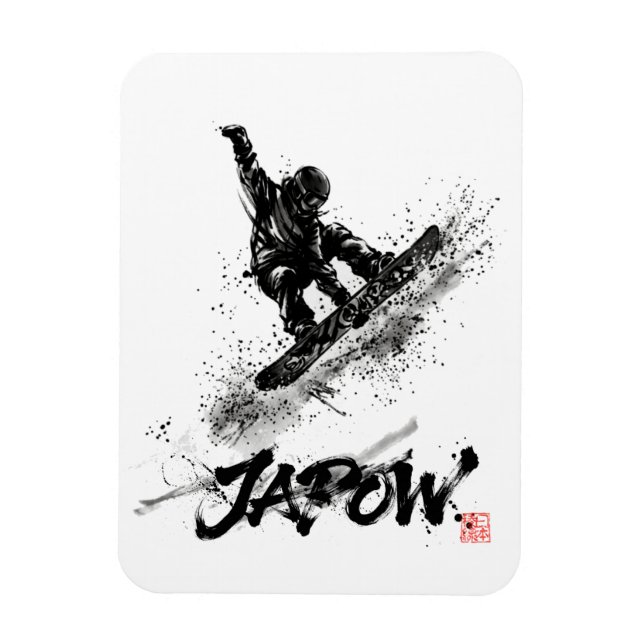 Íman Snowboard Brush Art - Snowboarder Grab (Vertical)