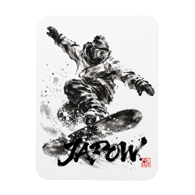 Íman Snowboard Brush Art - Snowboarder Light (Vertical)