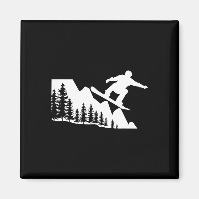 Íman Snowboard Mountain Winter Sports Adventure Neve (Frente)